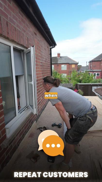 Ad still: working on a flat roof edge